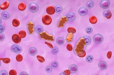 Kan akışında Ibuprofen molekülleri - izometrik görünüm 3d illüstrasyon