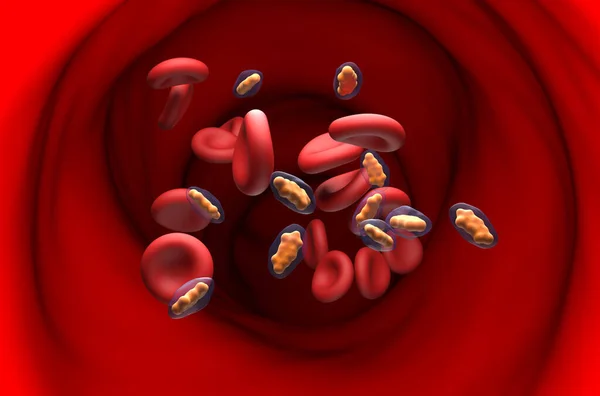 Kan Akışında Ibuprofen Molekülleri Bölüm Görünümü Illüstrasyon — Stok fotoğraf