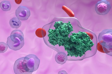 Kan akışındaki Diclofenac molekülü - yakın görüntü 3D illüstrasyon