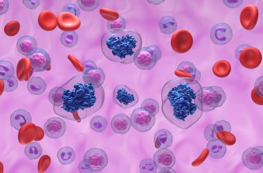 Aspirin asetilsaliklik asit (ASA) molekülleri kan akışında - izometrik görünüm 3d illüstrasyon