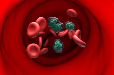 Kan akışında Diclofenac molekülü - bölüm görünümü 3d illüstrasyon