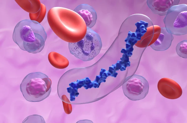Antikoagulační Molekuly Heparinu Ufh Krevním Oběhu Detailní Pohled Ilustrace — Stock fotografie