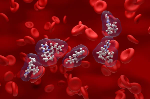 Βιταμίνη Ριβοφλαβίνη Δομή Στην Μπάλα Ροής Του Αίματος Και Ραβδί — Φωτογραφία Αρχείου