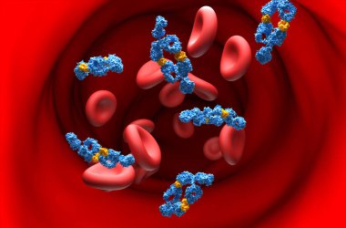 Monoklonal antikorlar (Adalimumab) - bölüm görünümü 3d illüstrasyon