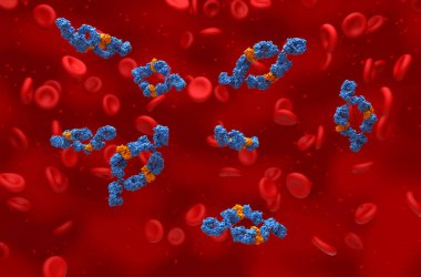 Monoklonal antikorlar (Adalimumab) - izometrik görünüm 3d illüstrasyon