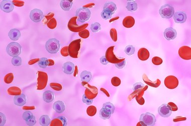 Kan akışında hemolitik Anemi (HA) hücreleri - izometrik görünüm 3d illüstrasyon