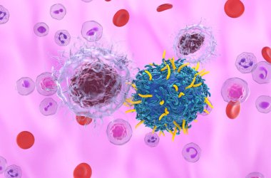 CAR T cell therapy in Hairy cell leukemia (HCL) - closeup view 3d illustration clipart