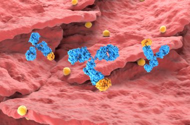 Sedef hastalığında monoklonal antikor tedavisi - yakın çekim görüntü 3D illüstrasyon