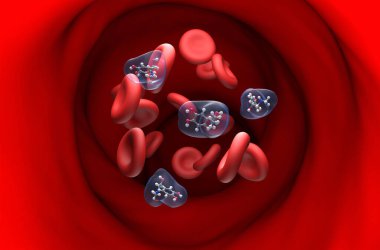 Epinefrin (adrenalin) molekülleri - bölüm görünümü 3d illüstrasyon
