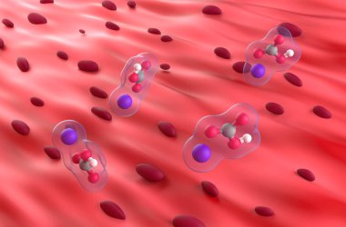 Kas Dokusunda Sodyum-Bikarbonat - 3d izometrik görüntü