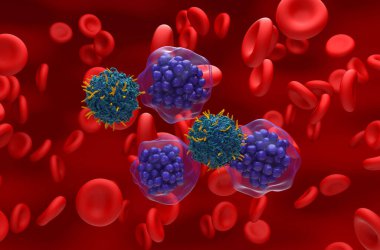 CAR T hücre terapisi Diffuse büyük B-hücre lenfoması (DLBCL) - izometrik görünüm 3d illüstrasyon