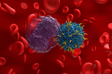 CAR T cell therapy in Non-hodgkin lymphoma (NHL) - closeup view 3d illustration clipart