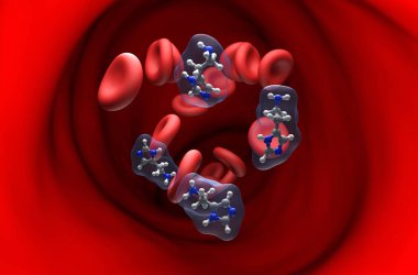 Histamin bileşiği - Bölüm görünümü 3d illüstrasyon