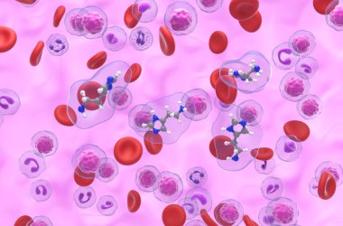 Histamin bileşiği - izometrik görünüm 3d illüstrasyon