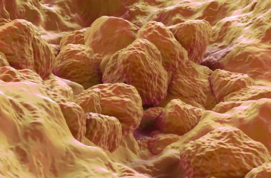 Biopolimer jel içine gömülü parçacıklar - 3d illüstrasyon yakın görünüm