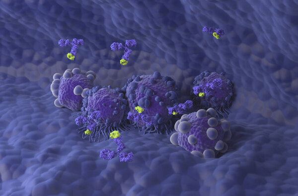 Лечение моноклональных антител при раке поджелудочной железы - изометрический взгляд 3d иллюстрация