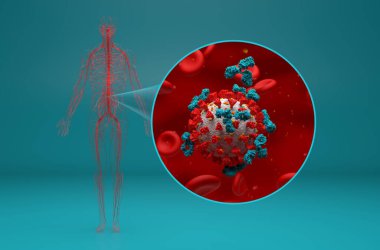 Corona virüsü (covid-19) izometrik görünüm 3d illüstrasyon