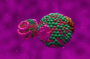 Düşük yoğunluklu lipoprotein (LDL) ve yüksek yoğunluklu lipoprotein (HDL) kolesterol - Yakın görünüm 3d illüstrasyon