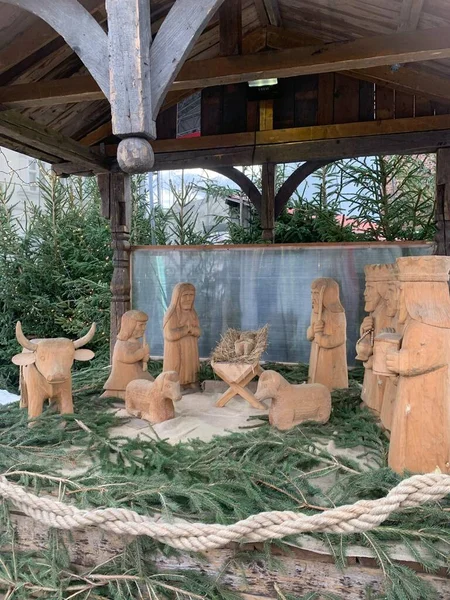 wooden Christmas installation in the center of Krakow in Poland