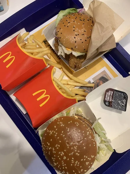 hamburger with a burger and with french fries 