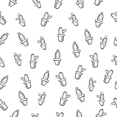 Basit, pürüzsüz el çizimi vektör kaktüsü, özet