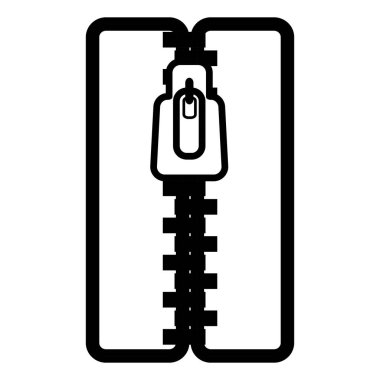 Basit simge fermuarı, beyaz üzerine izole