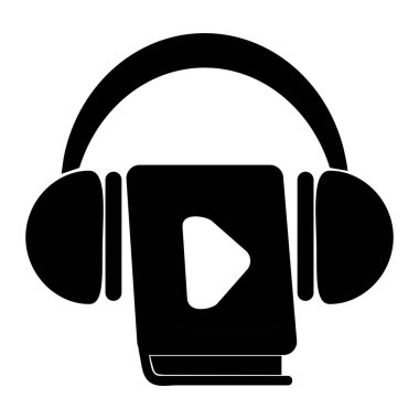 Basit vektör siyah simgesi, ses defteri, beyaz üzerine izole edilmiş