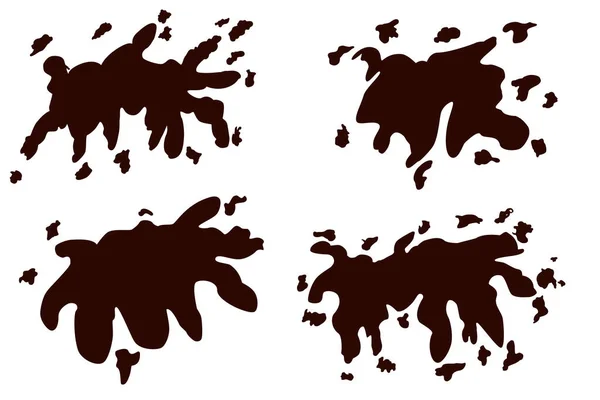 Vector Hand Draw Sketch Splat Brown Paint Chocolate Isolated White —  Vetores de Stock