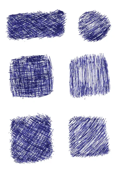 Simple Hand Draw Vector Sketch Frame Blue Pen Scribble Rectangle — стоковый вектор