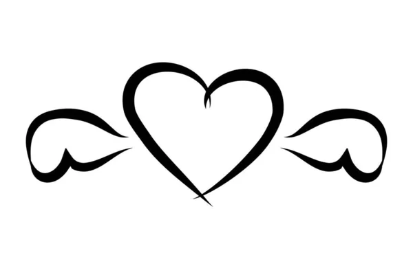 Vector Simple Set Sketch Icon Love Wing Broken Heart Isolated — Stock vektor