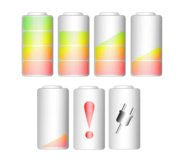 Vector Battery Level Indicator Gradient Effect Isolated White — Stock Vector