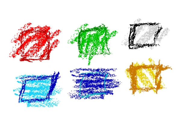 矢量简单色彩艳丽的蜡笔画正方形和笔框 — 图库矢量图片