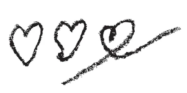 Simple Vector Hand Draw Love Crayon Black Doodle Set — Stock Vector