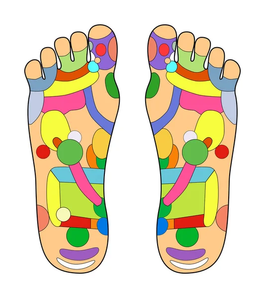 Jednoduchý Vektor Tradiční Alternativní Léčení Akupunktura Levá Pravá Noha — Stockový vektor