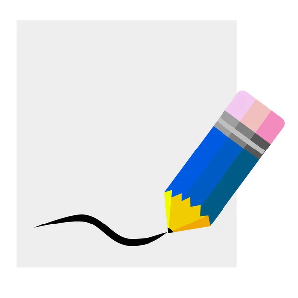 Einfacher Doodle Bleistift Flacher Farbvektor Und Leere Graue Papiernotiz — Stockvektor