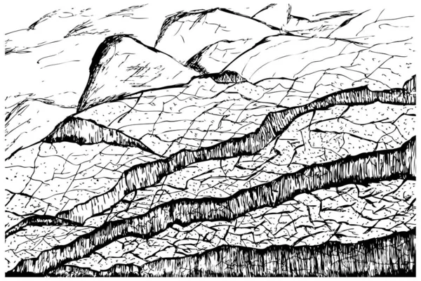 Fond Fissure Abstrait Terre Dessin Vectoriel Simple Main Noir Blanc — Image vectorielle