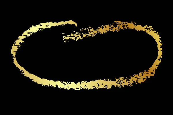 ベクトル単純な金のクレヨンのスケッチ楕円形のフレーム — ストックベクタ