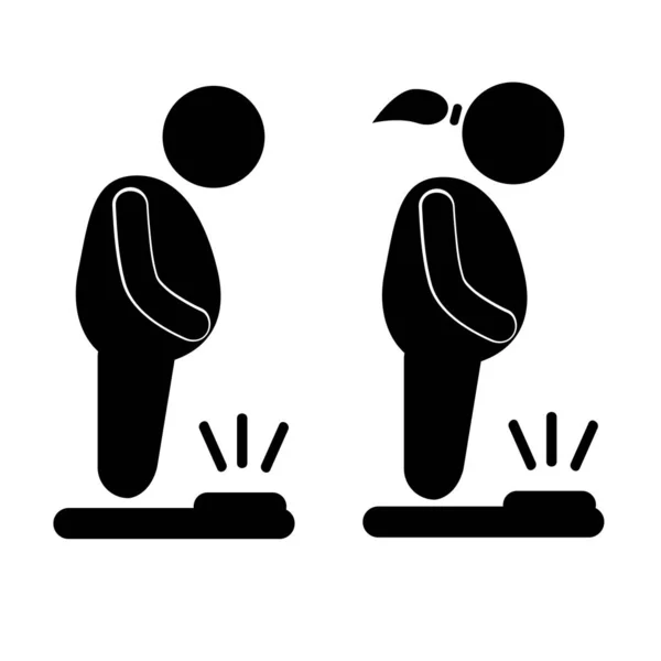 ベクトル シンプルセット2肥満は体重計の男性と女性に — ストックベクタ