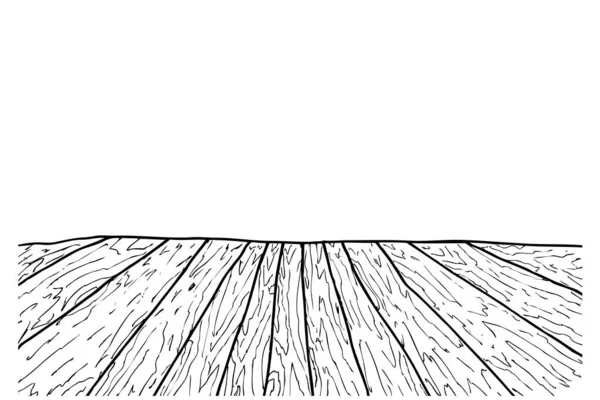 Vektor Jednoduchá Ruční Kresba Náčrt Perspektivy Dřevěné Podlahy — Stockový vektor