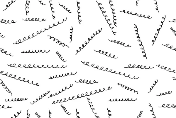 Вектор Безшовний Фон Чорні Пружинні Спіральні Лінії Малюнок Руки Чорний — стоковий вектор