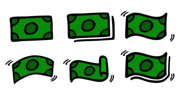 涂鸦绿色黑色轮廓空白纸币 — 图库矢量图片