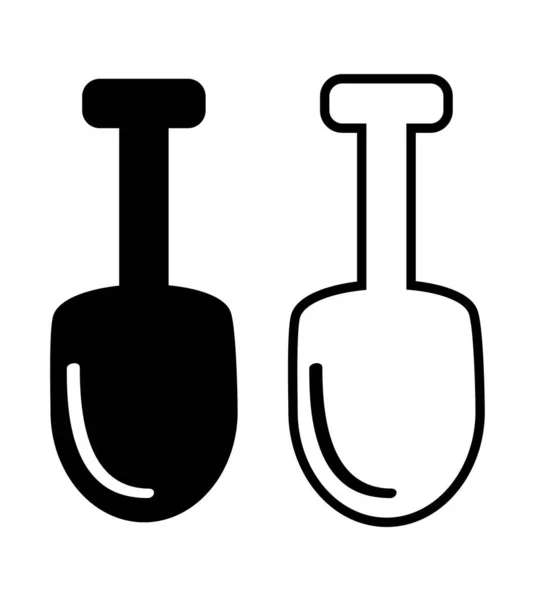 铲子或铲子 简单的矢量图标 轮廓和轮廓 — 图库矢量图片