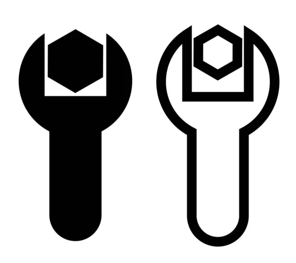 Wrench Nut Simple Set Icon Silhouette Outline — Stock Vector
