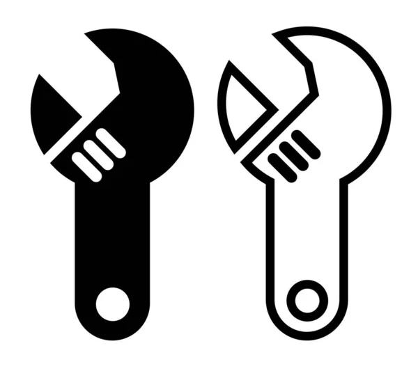 Wrench Simple Set Vector Icon Silhouette Outline — Stock Vector