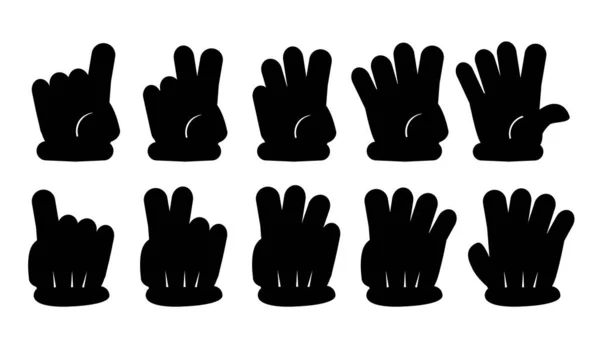 设置矢量轮廓涂鸦计数1 或带手套的投票手 — 图库矢量图片