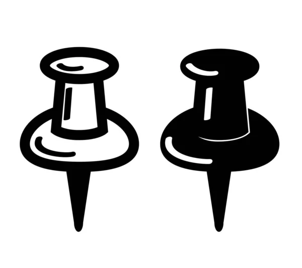 Einfaches Vektor Set Push Pin Isoliert Auf Weiß — Stockvektor
