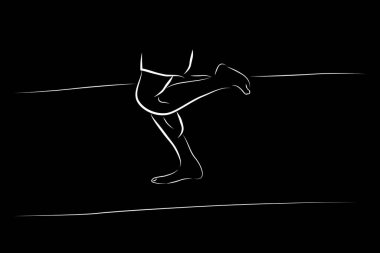 Yalınayak koşucu, basit vektör el çizim taslağı, beyaz üzerine izole edilmiş.