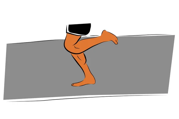Descalzo Hombre Corredor Vector Simple Dibujo Mano Colorido Bosquejo Aislado — Vector de stock