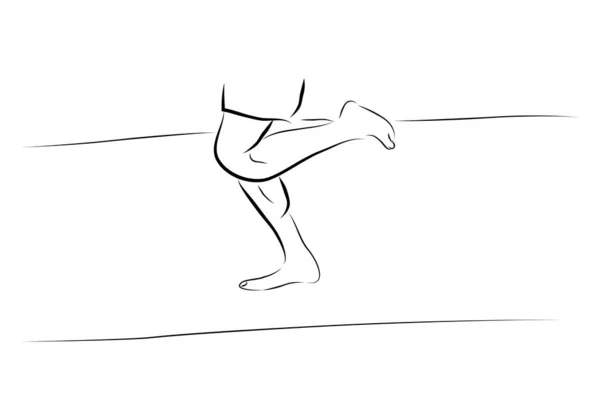 Homme Pieds Nus Coureur Dessin Main Vectoriel Simple Esquisse Isolé — Image vectorielle