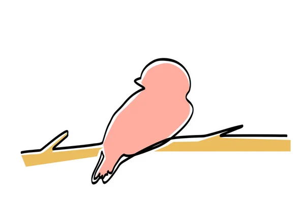 Vector Hand Draw Single Line Sketch Birds Branch — Stock Vector